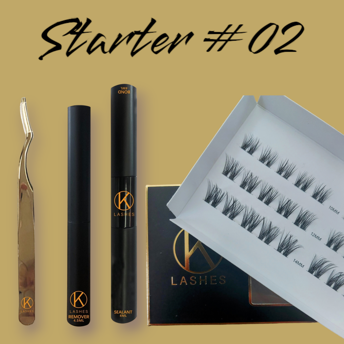 K lashes starter pack Curl C, cluster #02