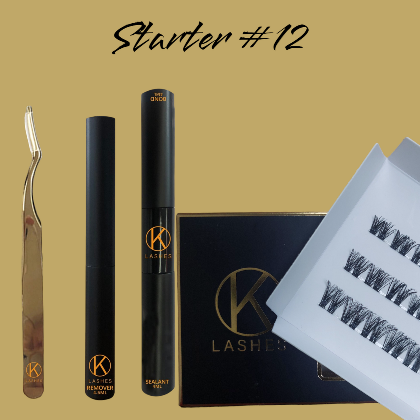 K lashes starter pack Curl C, cluster #12